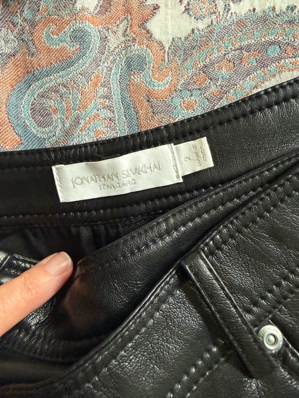Jonathan Simkhai Black Tencel  Mini Skirt with Stitch Detailing - Picture 3 of 4